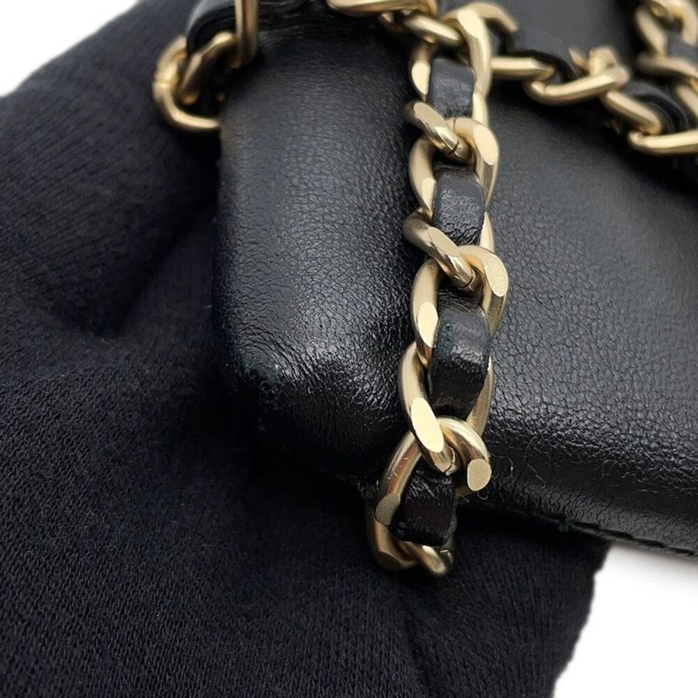Chanel Chain Shoulder Bag Choco Bar Phone Case Lambskin Black - Picture 10 of 10